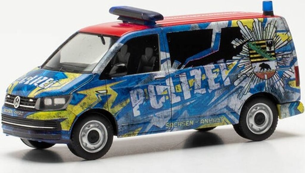 VOLKSWAGEN T6 Bus Polizei info mobil, HER096348, Maßstab1/87, HERPA