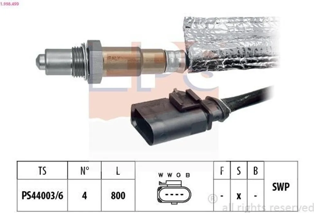 Capteur d'Oxygène Chauffé 800mm pour Volkswagen Golf 7 série 5G1 BQ1