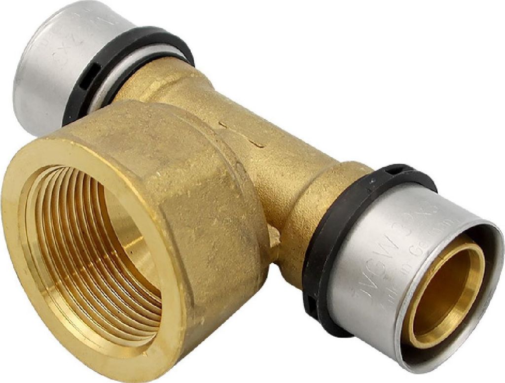 Pressfitting T-Stück 32x3 1 1/4 Zoll 32x3 mm IG TH Kontur Verbundrohr