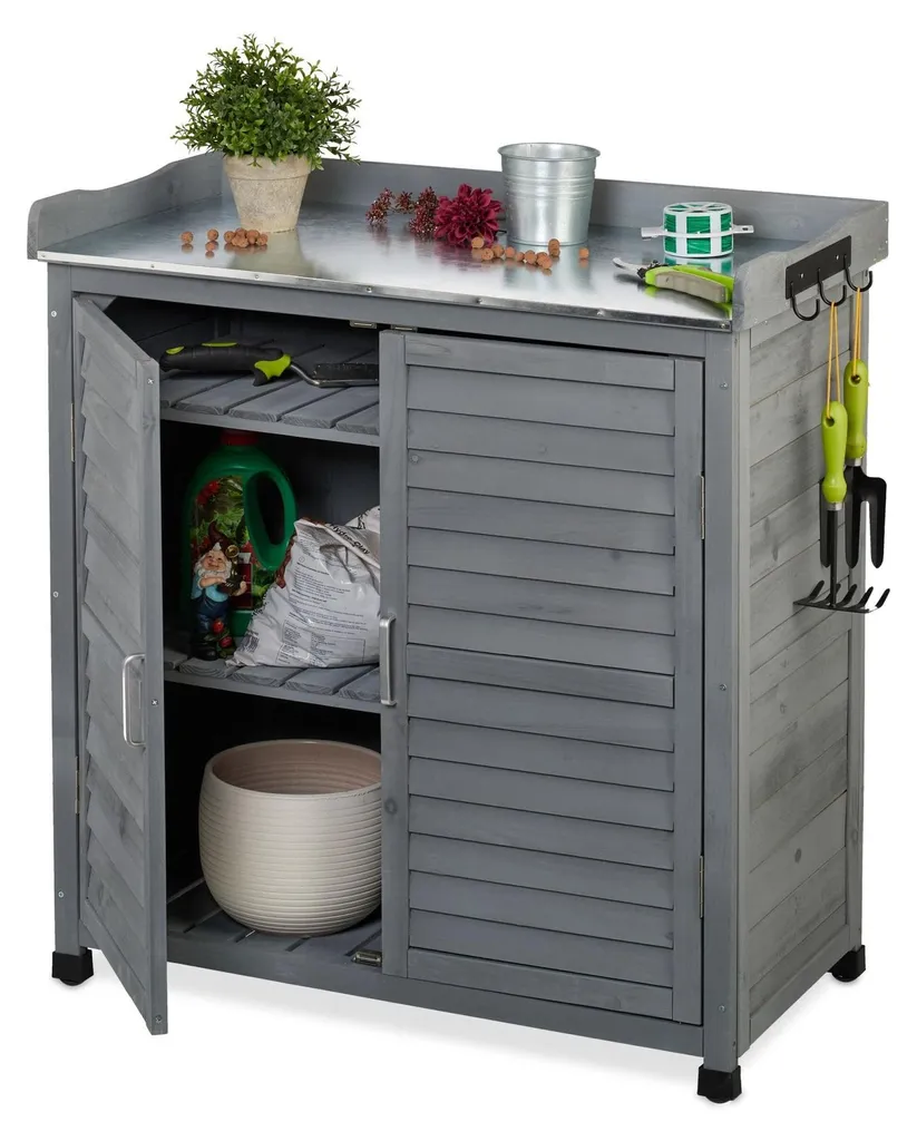 Table de jardin en bois avec rangement : Plateau amovible et Bois FSC