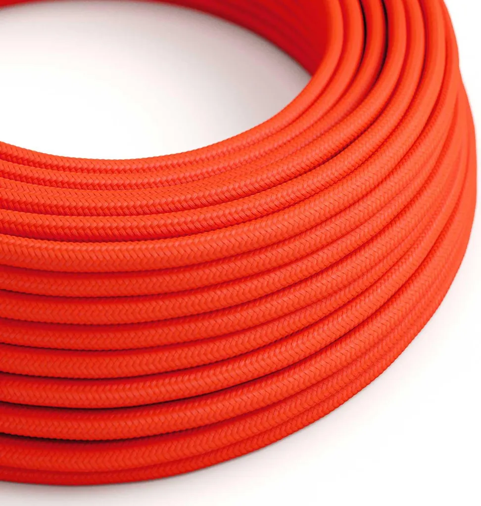 Fil textile effet soie 2x0,75mm orange fluorescent RF15 longueur 50m