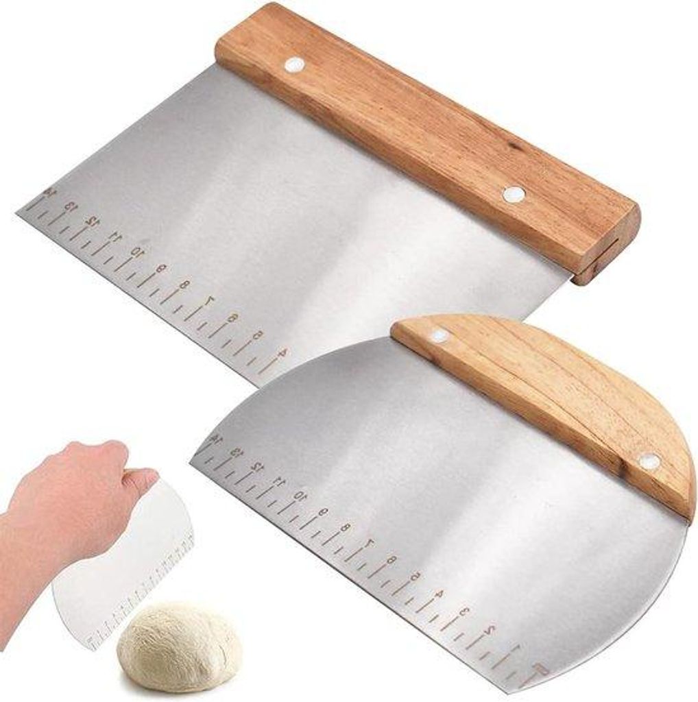 Houten Handgriff - Multifunktionell - Edelstahl - 2 Stücke - Lebensmittelgrade - Grill- und Pizza-Schaber