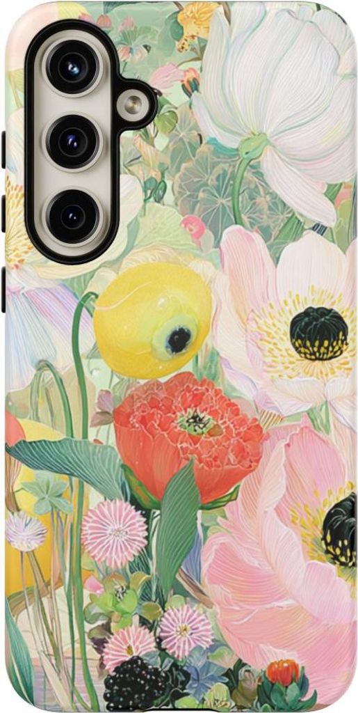 Zarte Pastellblumen mit Vögeln – Hülle Kompatibel mit Samsung Galaxy S24 Plus