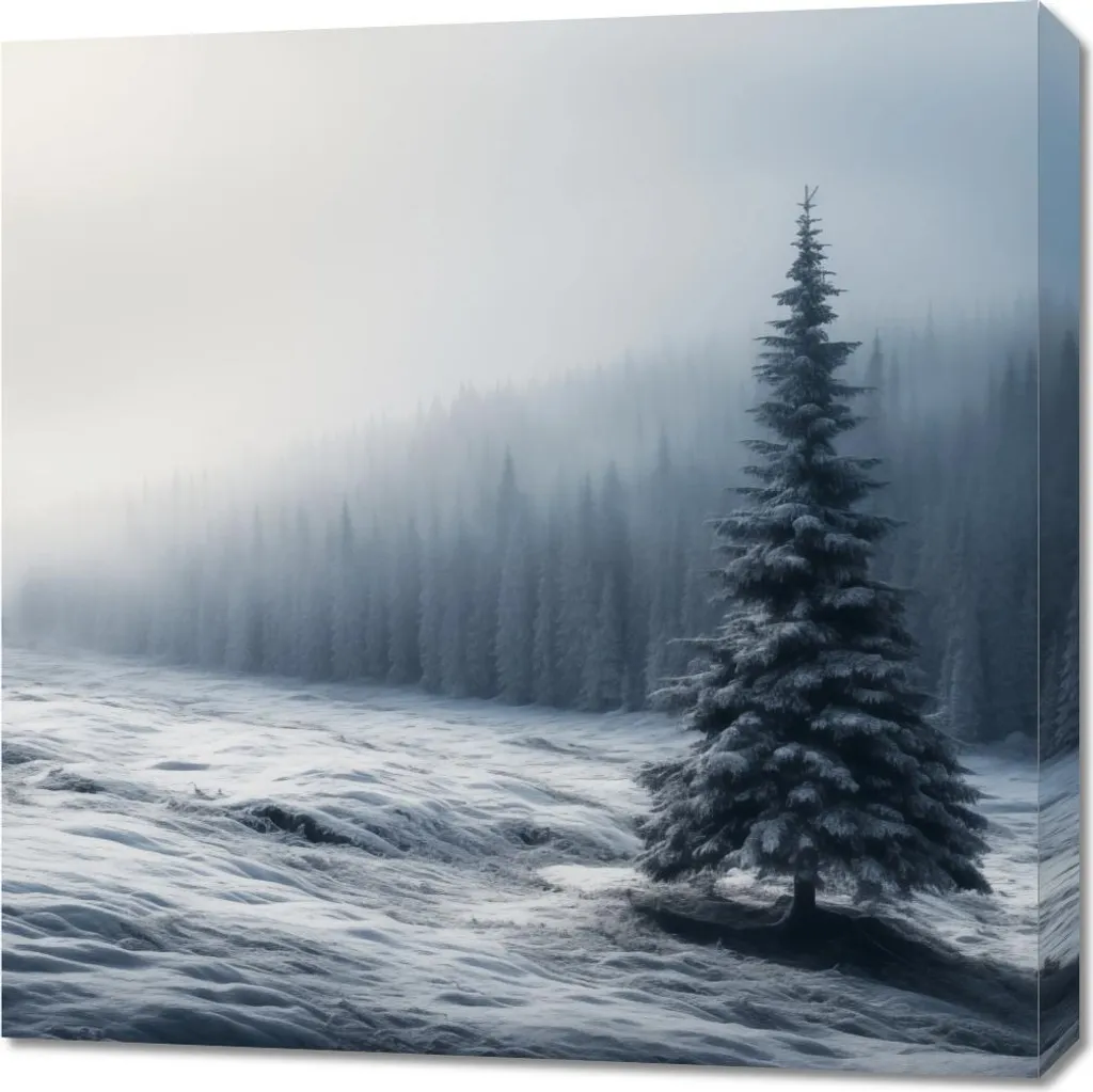 Décoration murale carrée 70x70 cm Arbre solitaire pour salon et bureau