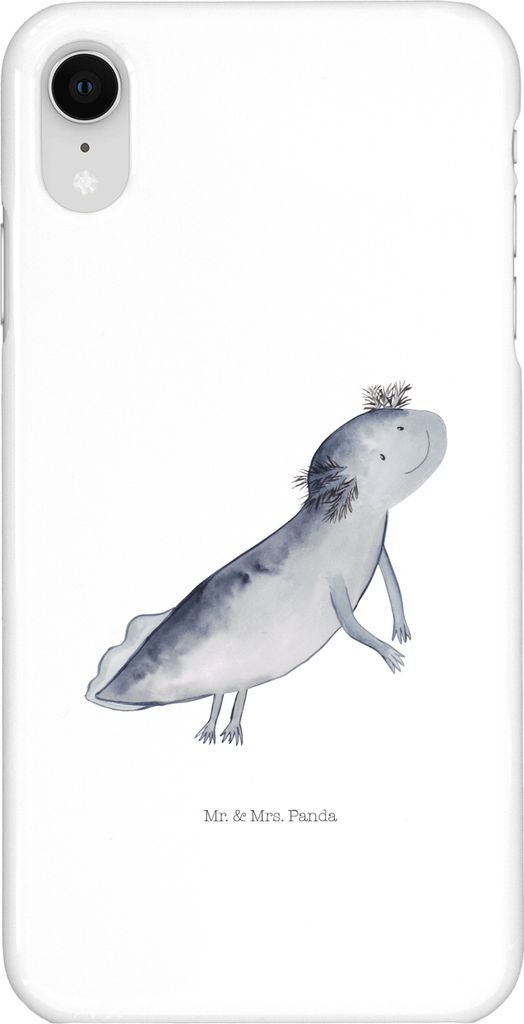 Mr. & Mrs. Panda Iphone XR Handyhülle Axolotl Schwimmen - Weiß - Geschenk, Lösungen, Handy Case, Lurch, glücklich, Premium Kunststoff, Optimist...