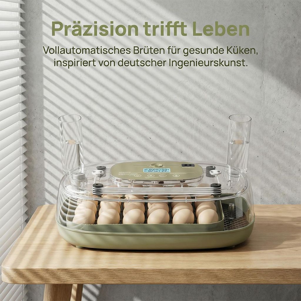 Vollautomatischer Brutapparat Für 24 Eier – Mit LED-Display, Automatischem Wenden & Befeuchtung – Für Hühner, Enten, Wachteln