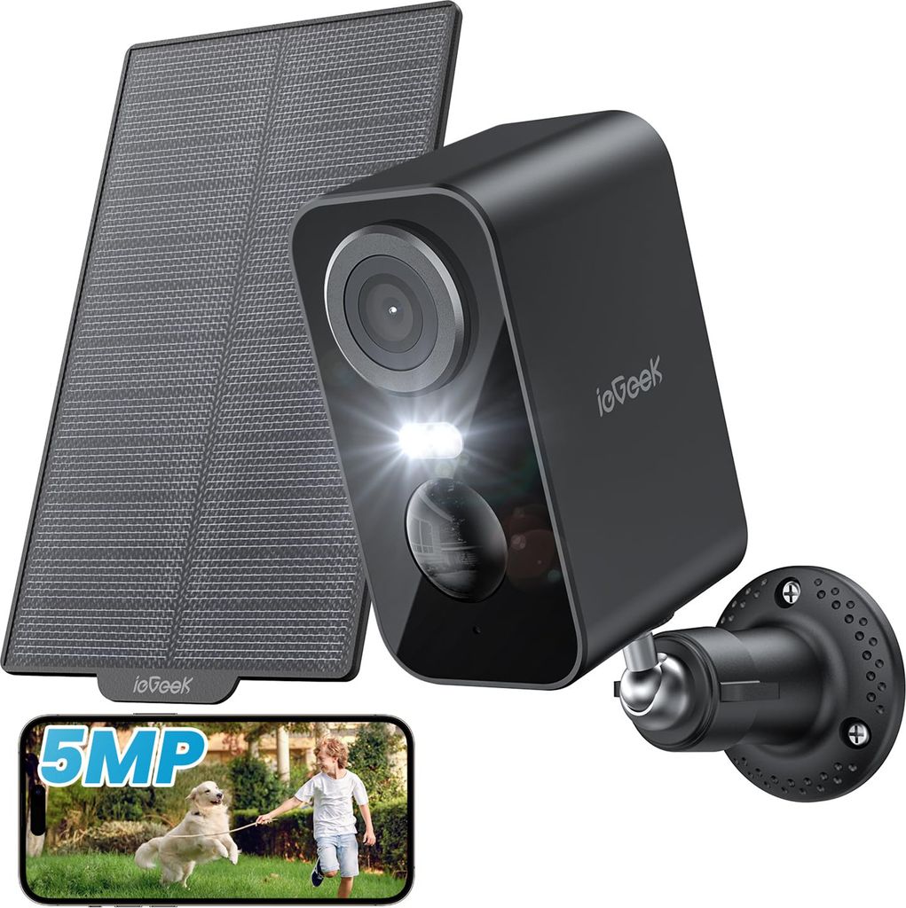 ieGeek 2K Überwachungskamera Aussen Wlan Akku Outdoor Kamera Security Camera Farbnachtsicht mit PIR Bewegungserkennung, Personen Erke