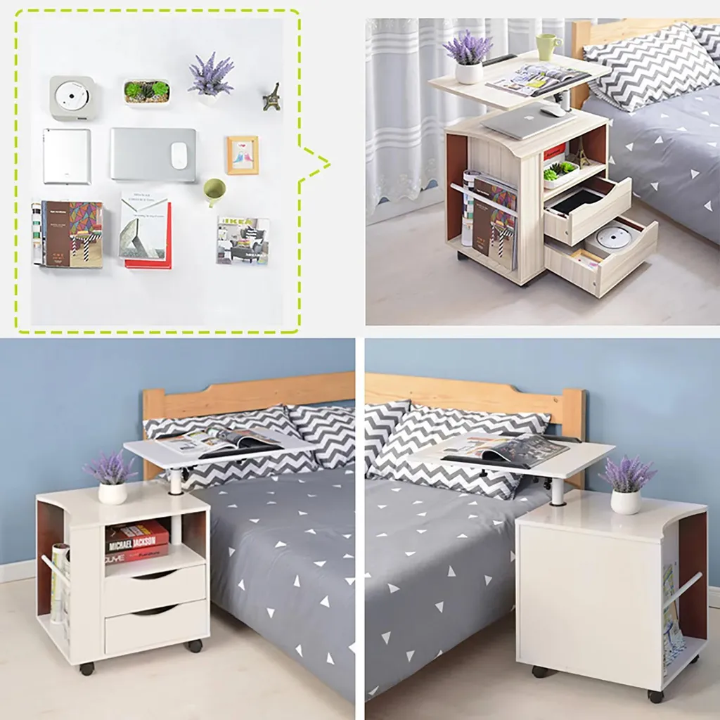 Table ergonomique réglable pour ordinateur portable et rangement blanc - 11