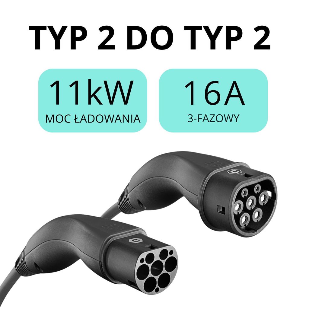 Kabel do ładowania EV Type 2 – 11 kW – 16 A – 3-fazowy – 20 Zdjęcie produktu 