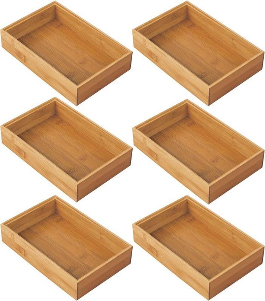 Bambus Aufbewahrungsbox 6er Set Organizer Schubladenbox mDesign Natur