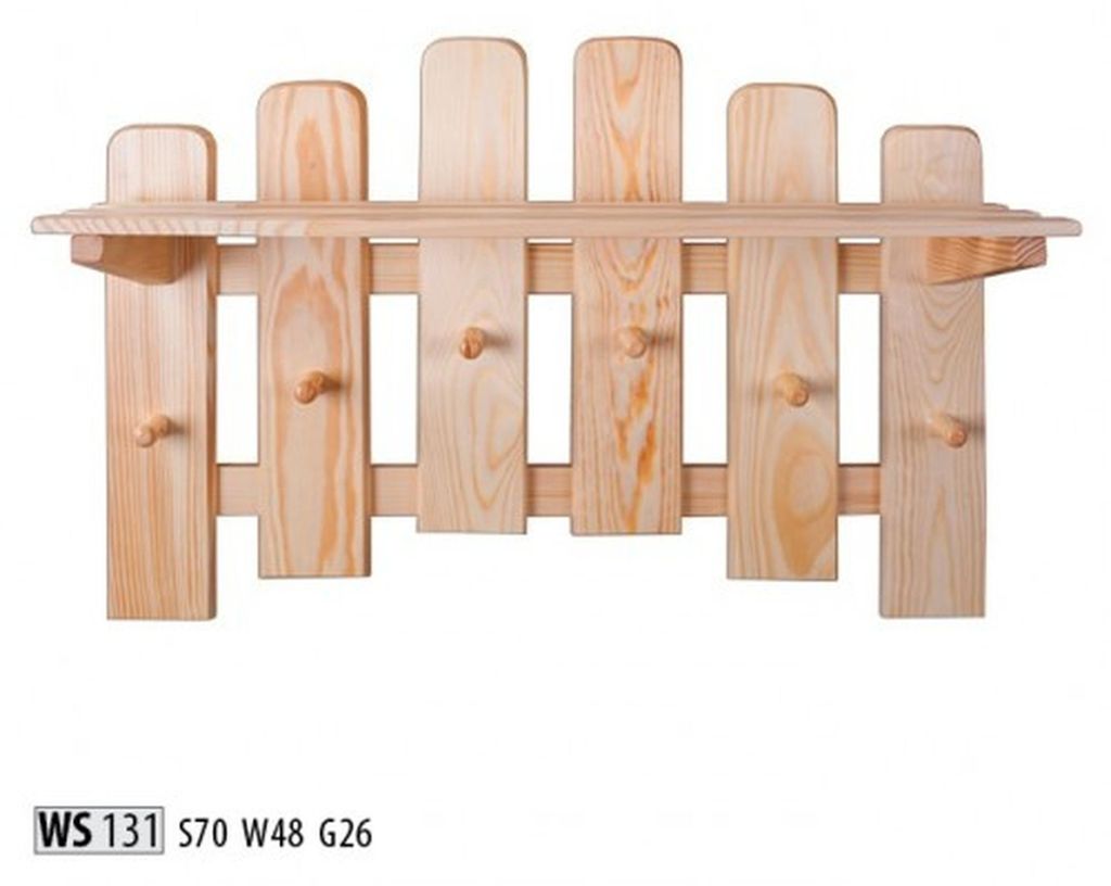 Garderobenpaneel Wandgarderobe 6 Haken 70x48 cm Flur Garderobe Kiefer massiv