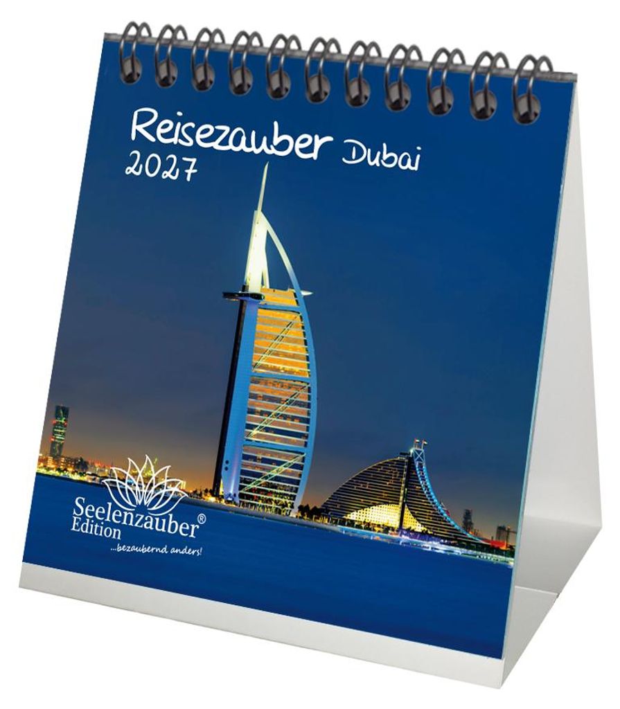 Reisezauber Dubai Tischkalender 10x10cm für 2027 Landschaft Reise Tiere Urlaub - Seelenzauber