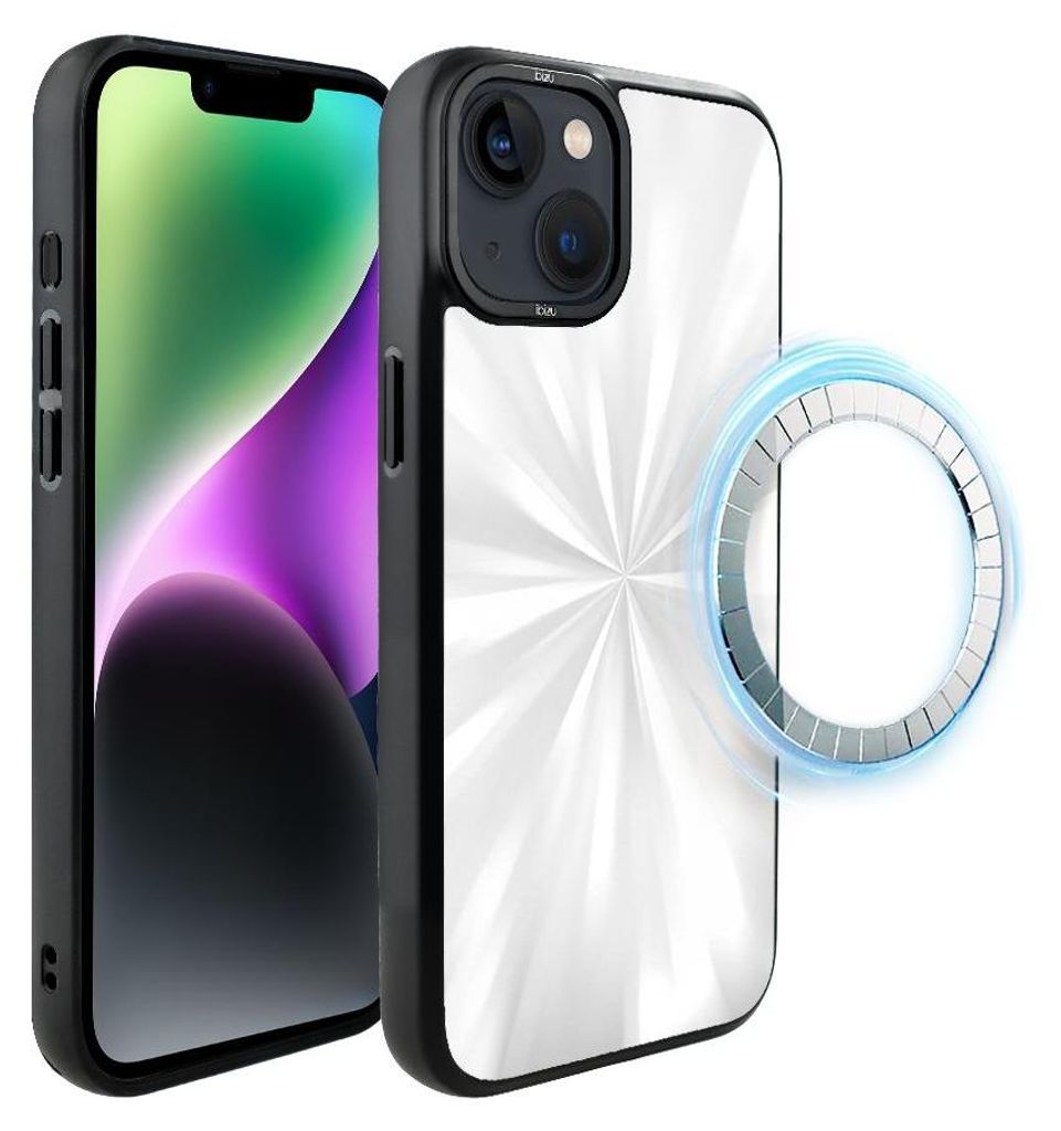 Schutzhülle für das iPhone 14 Plus, MagSafe-kompatibel, mattschwarze Seiten, Reflexion, Schimmer