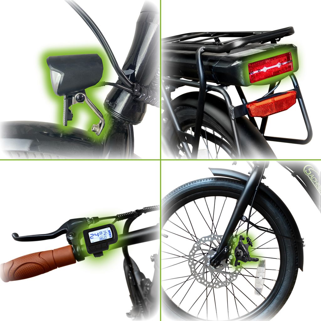 SachsenRAD F2 Farmers Vélo électrique Pliable - 20 Pouces, Batterie 470 Wh, Autonomie 130 Km