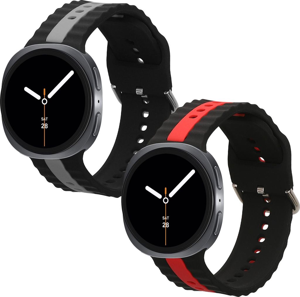 kwmobile 2x Uhrenarmband für Samsung Galaxy Watch 8 Galaxy / Galaxy Watch 8 Classic 46mm Armband - Fitnesstracker Band Set aus TPU Silikon -