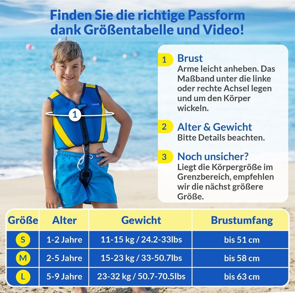 Limmys Schwimmweste Für Kinder - Premium Neopren Mit Tragetasche & Sicherheitsgurt