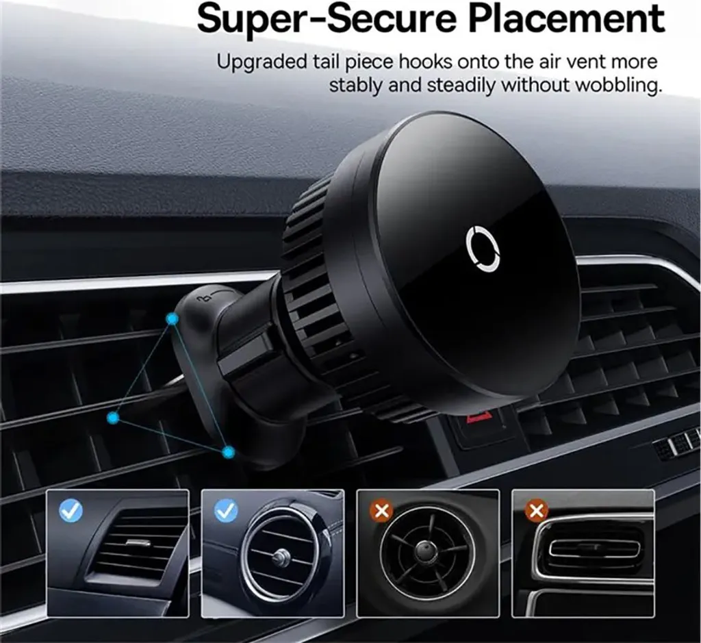 Baseus MagPro Caricatore Auto Wireless 15W - Design Magnetico Premium Nero - 15