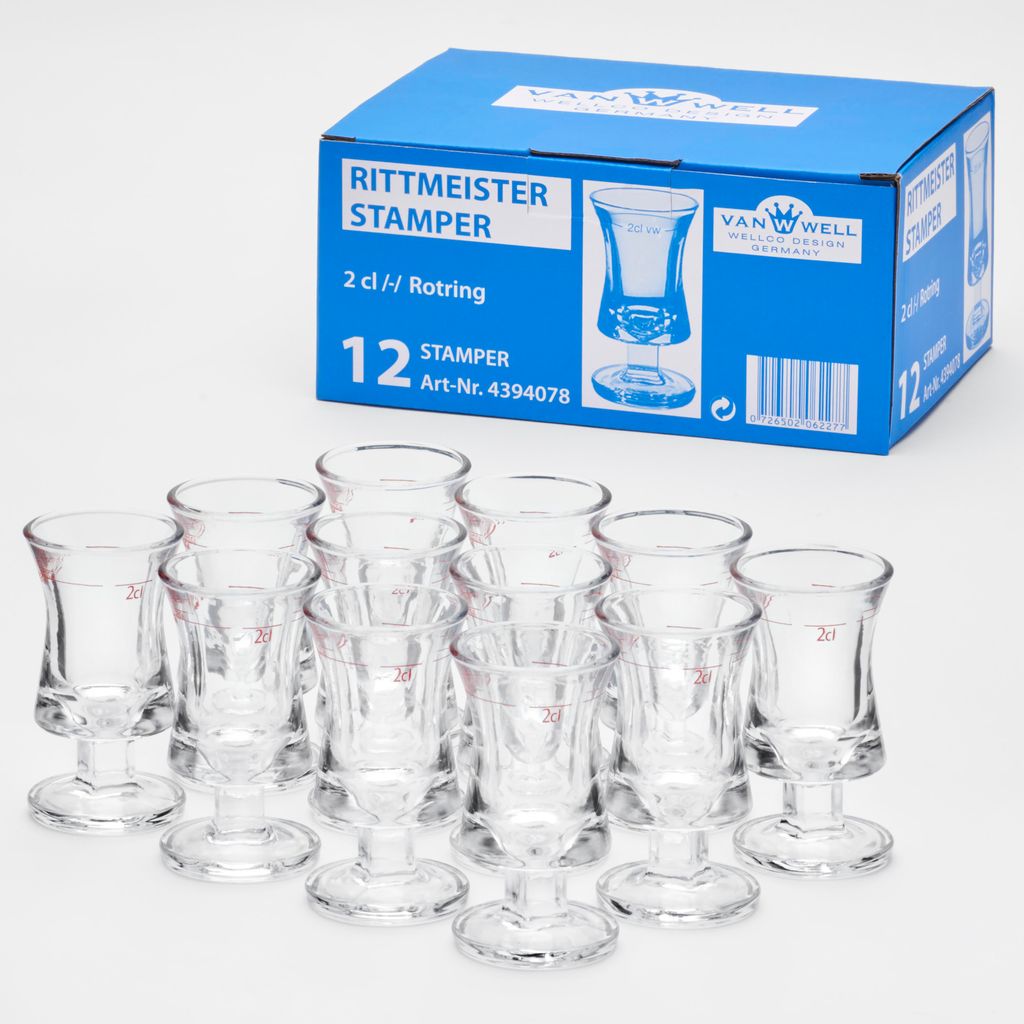 Stamper Rittmeister Rotring 2 cl geeicht 12er-Set – Schnapsgläser aus Glas – Van Well
