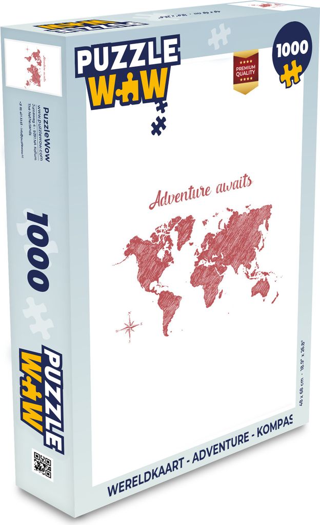 MuchoWow Puzzle 1000 Teile Weltkarte - Abenteuer - Kompass - Spielzeug - Alt und Jung - Spiele - Puzzeln