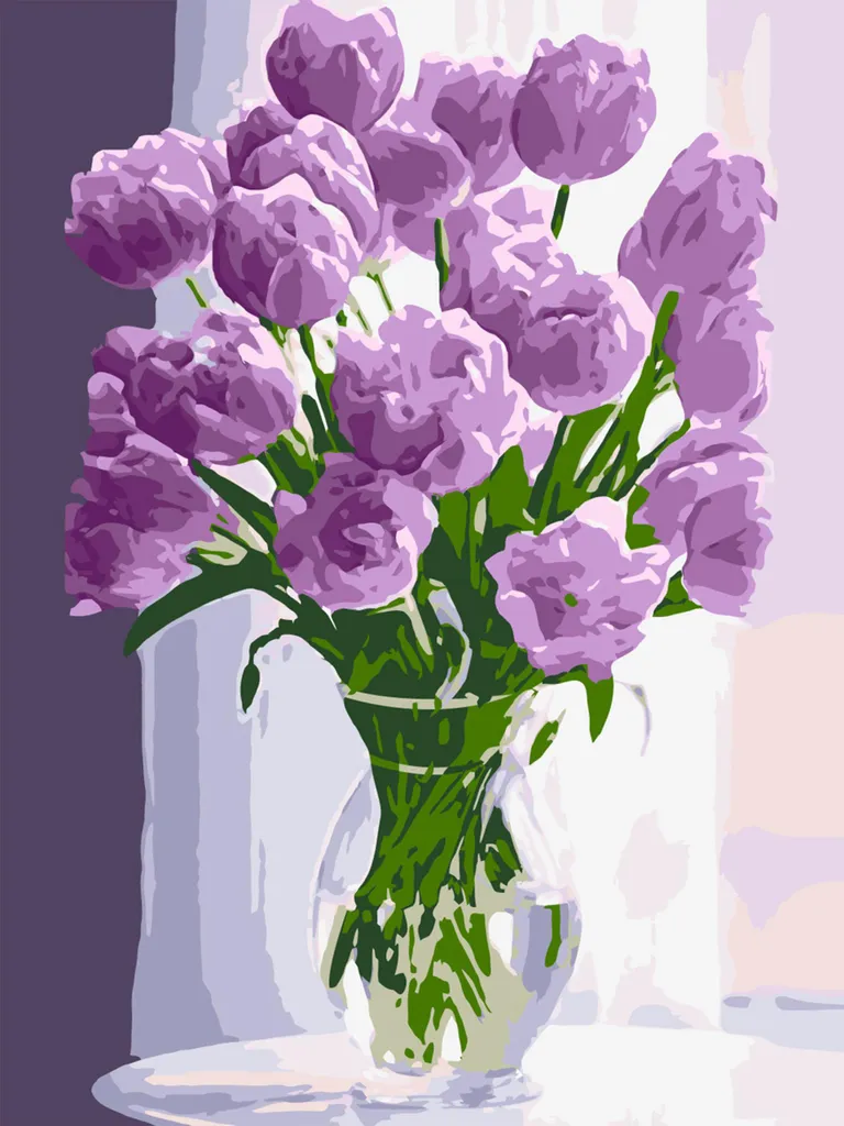 Peinture par numéros Tulipes 30x40 : Activité créative et déco murale