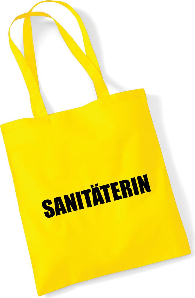Huuraa Jutebeutel Sanitäterin Schriftzug 10 Liter Yellow Baumwolle Tasche Geschenkidee