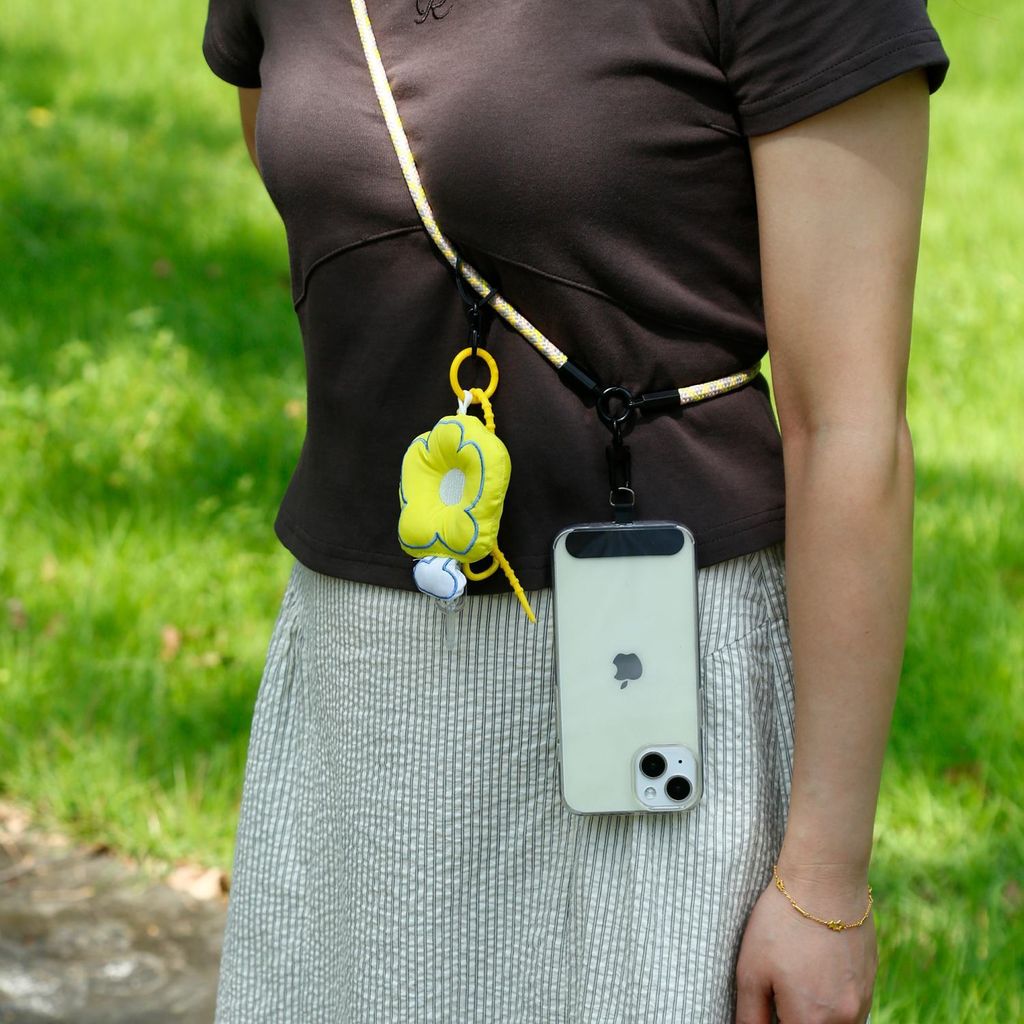 Cadorabo Handykette für Samsung Galaxy Tab 4 (7 Zoll) in GELB - GRAU - Handy Hülle mit Verstellbaren Band Kordel zum Umhängen