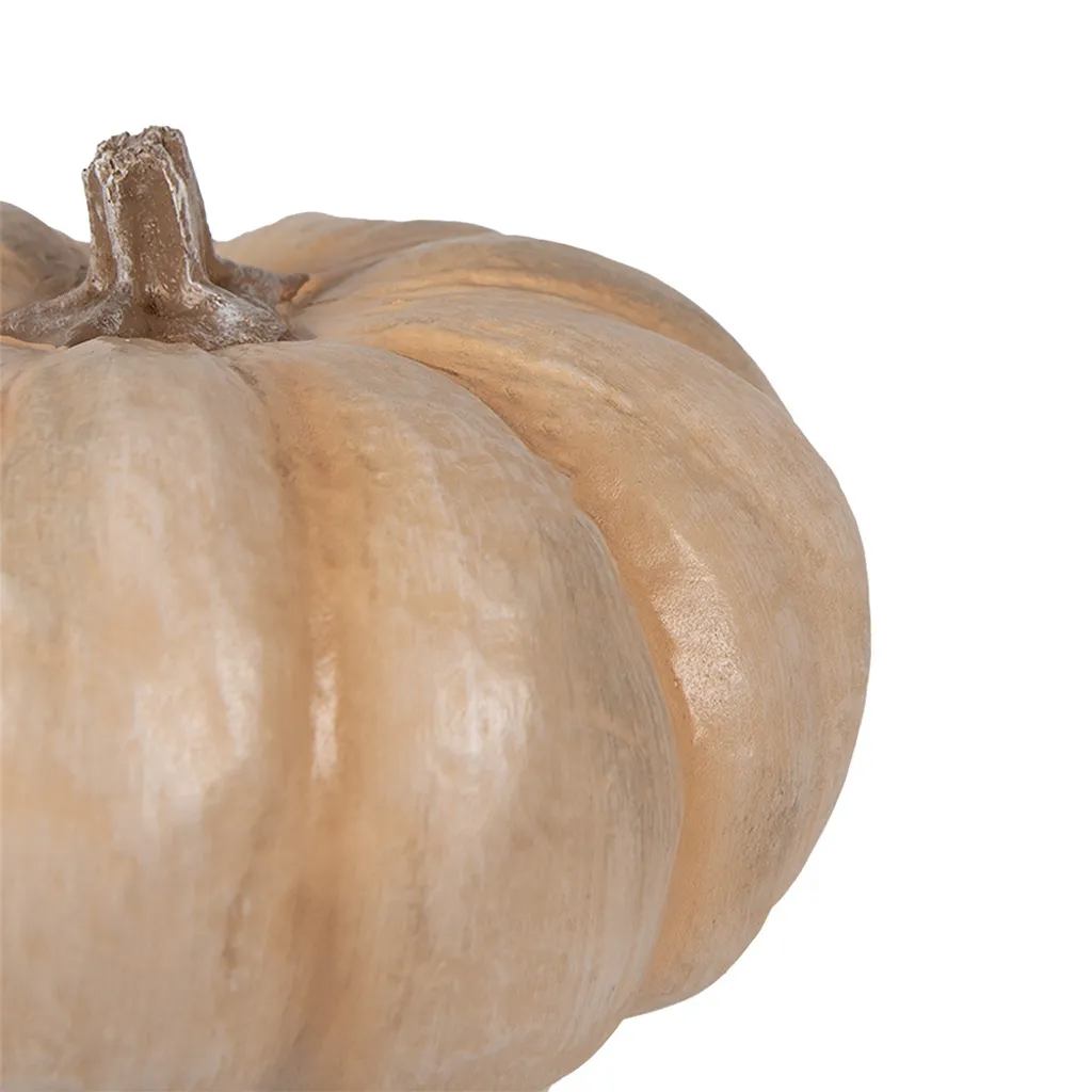 Grande Citrouille de Décoration en Polyrésine Beige Ø 22cm Robuste - 3