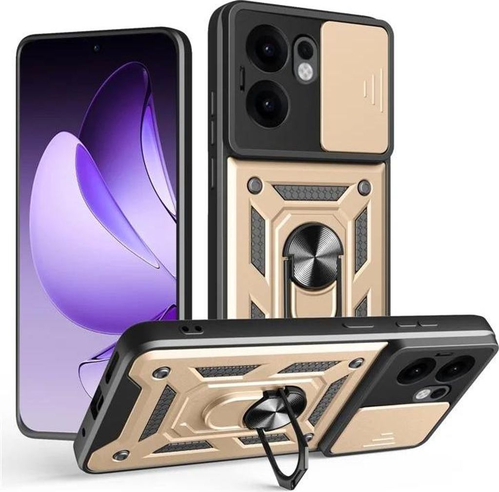 Hülle für Oppo Reno13 F 4G/5G / Reno13 FS 5G - Phonesta CamShield Back Cover mit Kamera-Slider - Gold