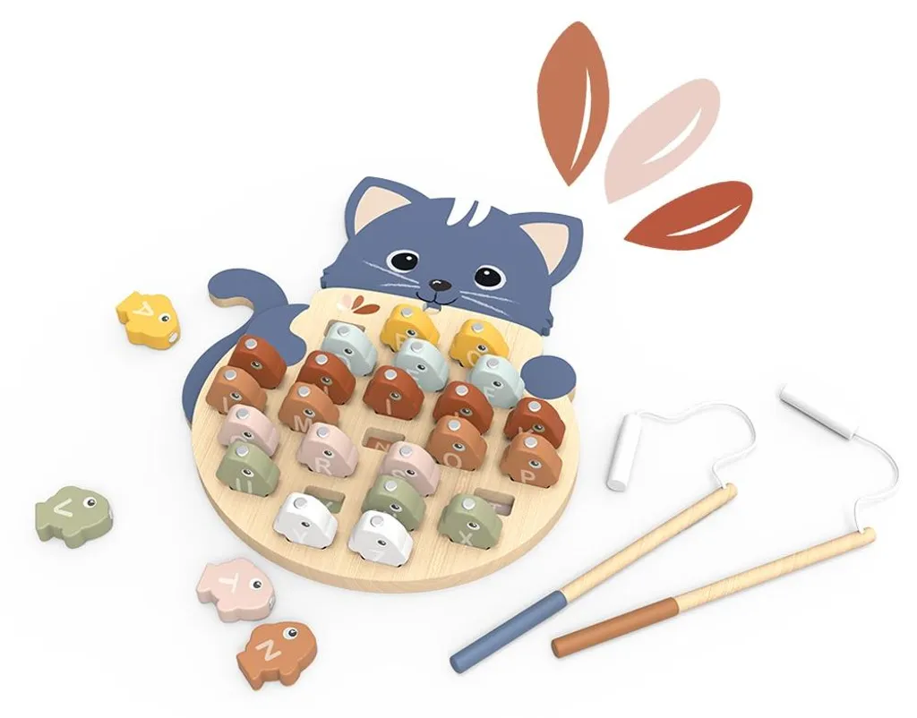 Jeu de pêche aux lettres Speedy Monkey en bois pour apprendre l'alphabet