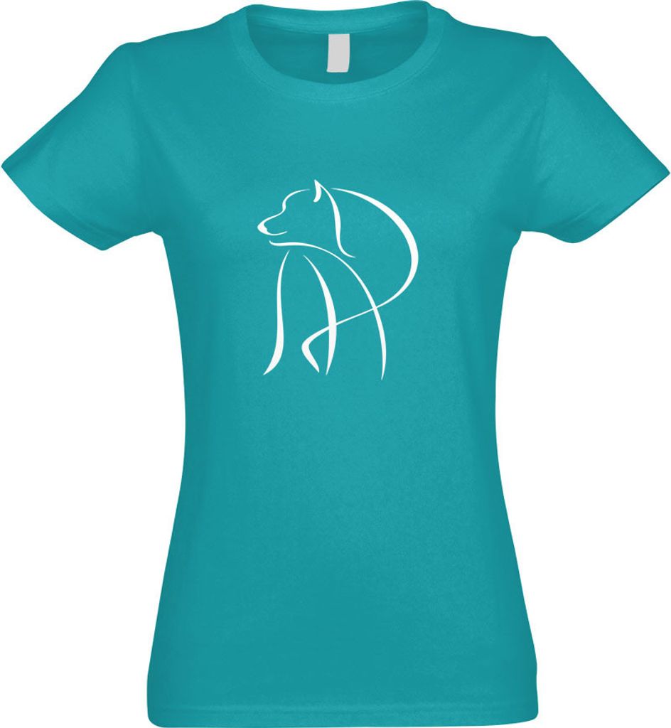 Kiwistar - T-Shirt tailliert - Damen - türkis - Hund Motiv1 - mit Motiv Bedruckt - Funshirt Design - Sport - Freizeit - Damen - L