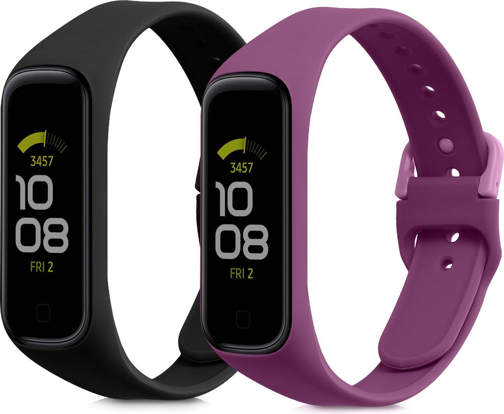 kwmobile 2x Sportarmband kompatibel mit Samsung Galaxy Fit 2 Armband - Fitnesstracker Band Set aus TPU Silikon