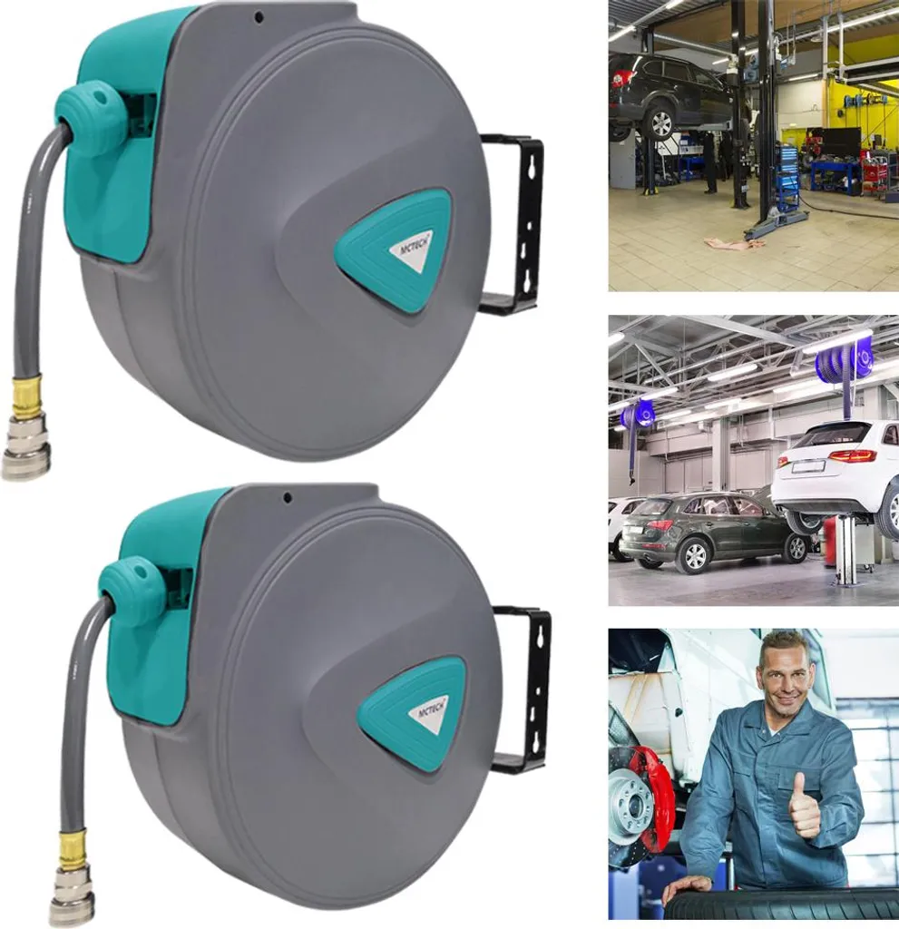 XINZI Enrouleur de tuyau d'air comprimé 10m raccord 1/4" automatique