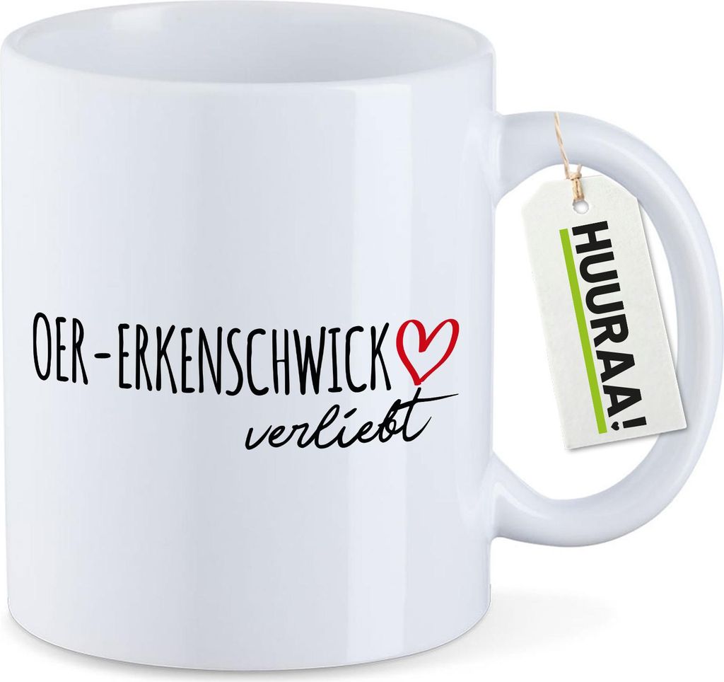 Huuraa Kaffeetasse Oer-Erkenschwick verliebt 330ml Weiß Keramik Kaffeebecher Geschenkidee