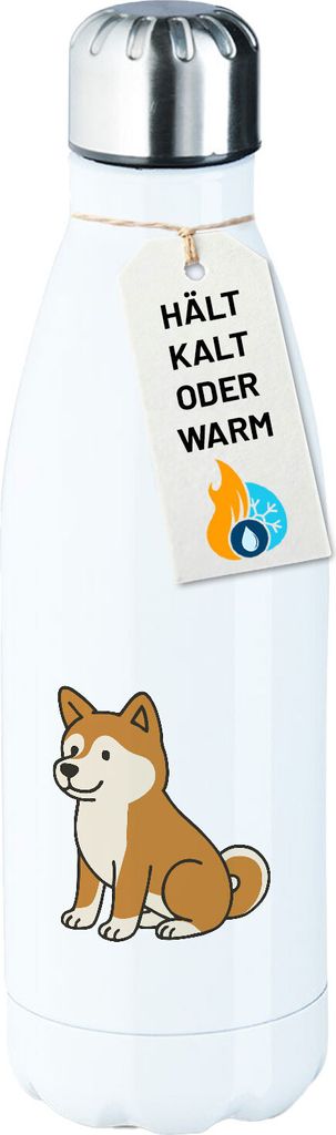 Huuraa Trinkflasche Akita Inu Comic Akita 500ml White Edelstahl Wasserflasche Trinkflasche Geschenkidee