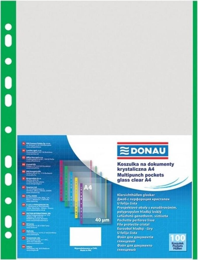 PP A4 cristallino 40mikr bordo verde 100pz Immagine del prodotto 