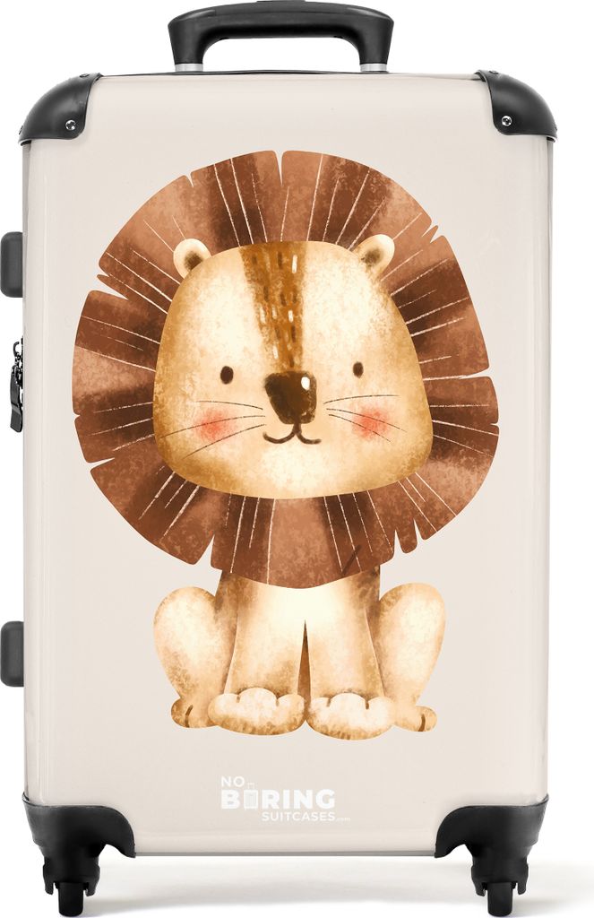 NoBoringSuitcases.com Koffer Mittelgroß 67x43x25 cm, Kinderkoffer Tiere: Löwe, 60L