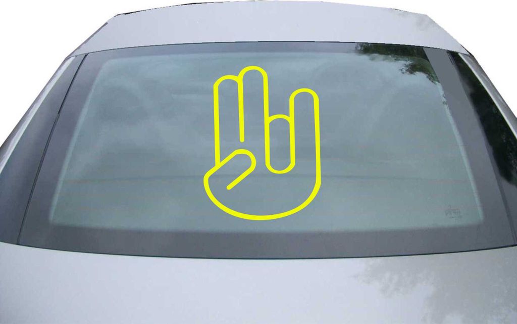 Indigos UG - Aufkleber Heckscheibe & Motorklappe DE6030 - neongelb - 600x457 mm - The Shocker Hand 1 - Auto Scheiben Fenster Heckklappe Tuning Raci...