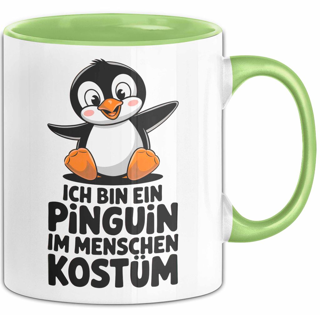 Sarkastischer Pinguin Tasse Geschenk Lustige Geschenkidee Spruch Ich Bin Ein Pinguin (Grün)