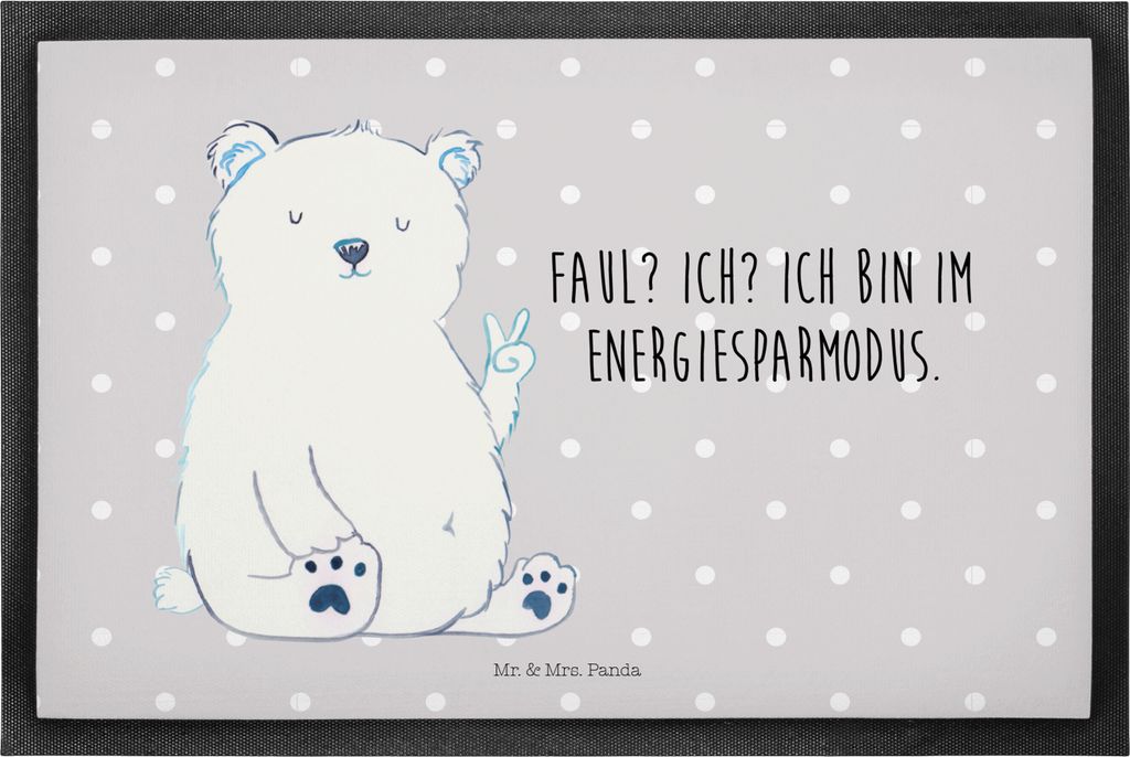 Mr. & Mrs. Panda Bodenvorleger Eisbär Faul 40 x 60 cm - Grau Pastell - Geschenk, Nordpol, Arbeit, Fußabtreter, Schmutzfänger, Entspannen, Büro,...