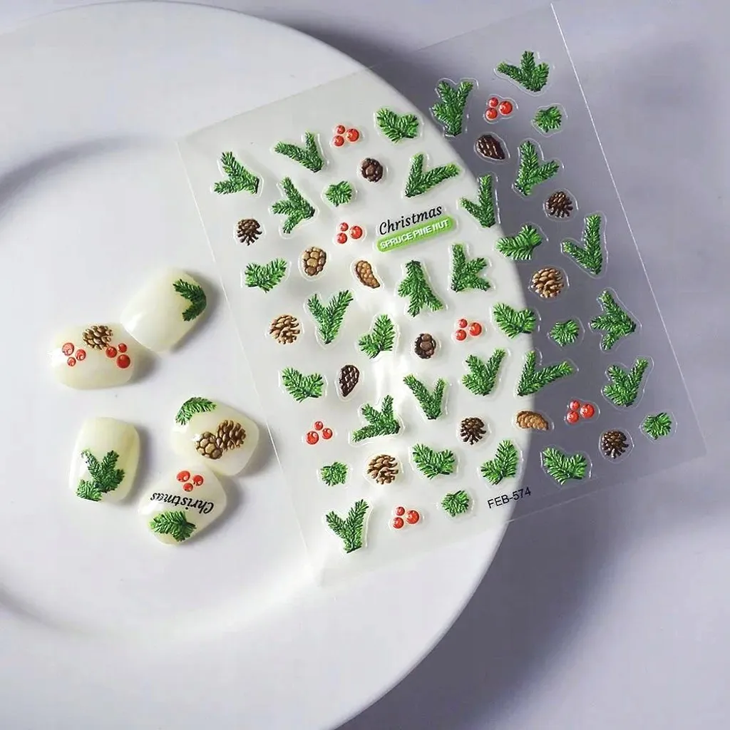 Decalcomanie Unghie Natale 3D Professionali - Effetto Cono Autoadesivo