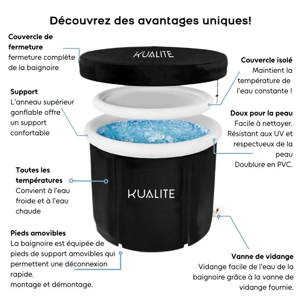 Récupération sportive : Bain froid gonflable pliable 320L avec sac - 2
