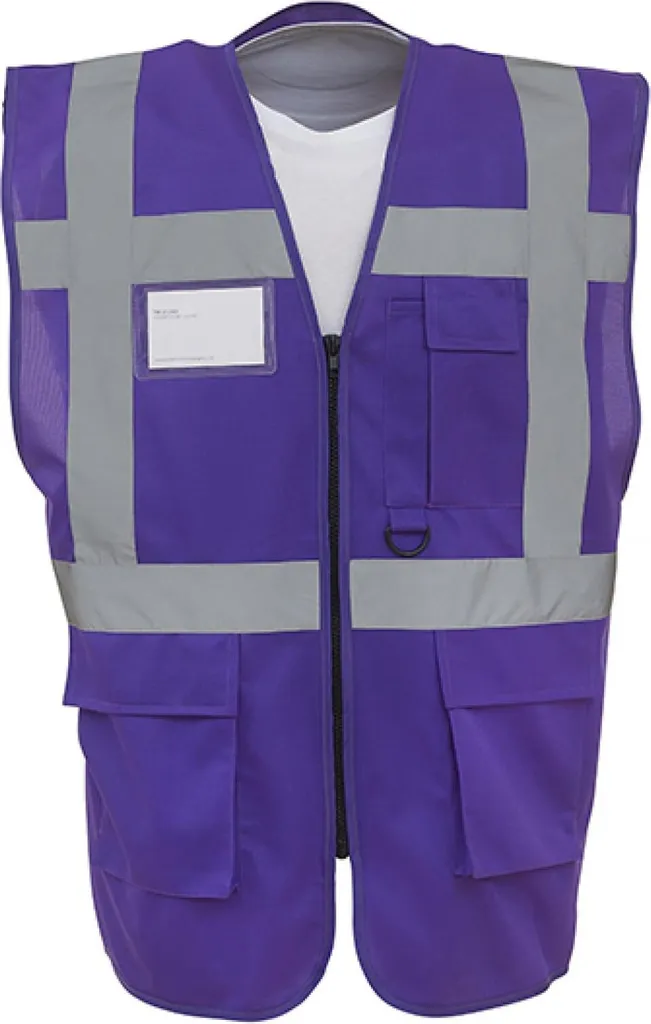 YOKO HVW801 | Gilet direzionale multifunzionale da uomo - Colore: Viola - Taglia: XL
