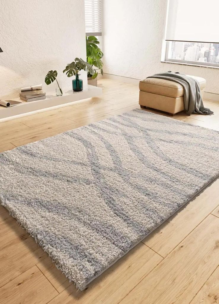 ATTICGO Hochflorteppich HELIA Modern skandinavisch in Silber, 160x230 cm