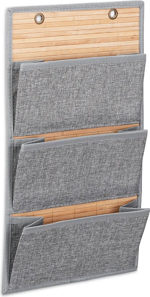 Organiseur Mural Bambou Naturel : 2 Modules Robustes à 3 Compartiments - 8