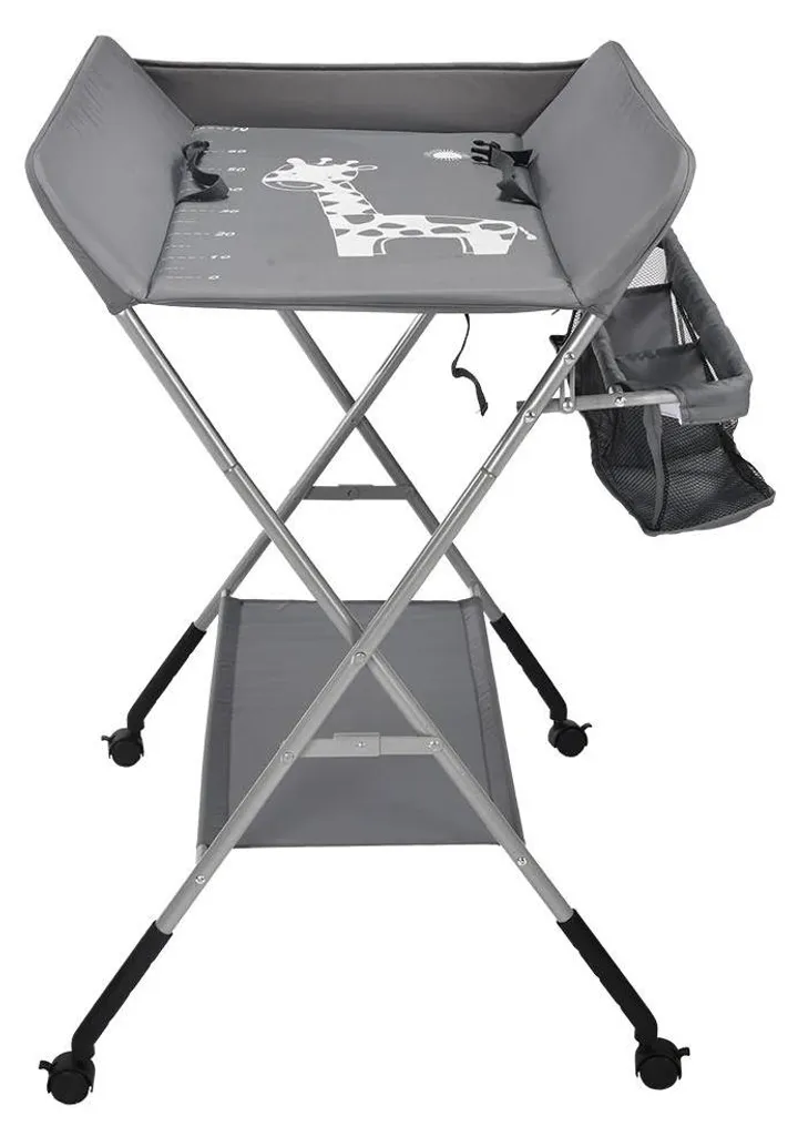 Table à langer sur roulettes avec rangements et plan de change réglable