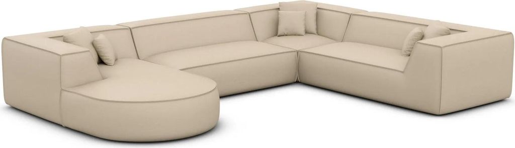 Kunstleder U-Form XXL Wohnlandschaft Liberia Beige Links