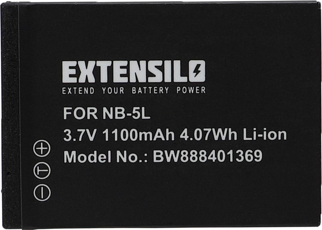 EXTENSILO Akku Ersatz für Canon NB-5L für Kamera (1100 mAh, Produktbild 