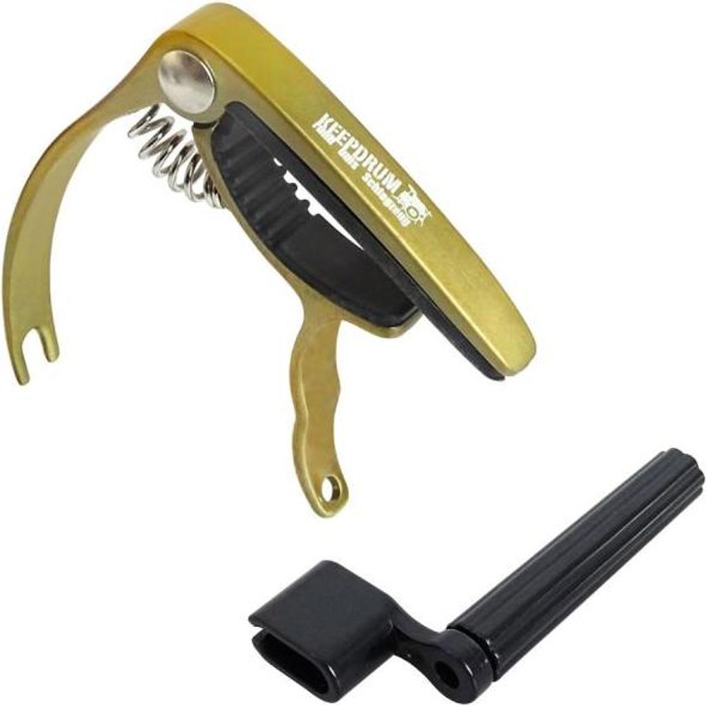 keepdrum Kapodaster Gold mit Saitenkurbel