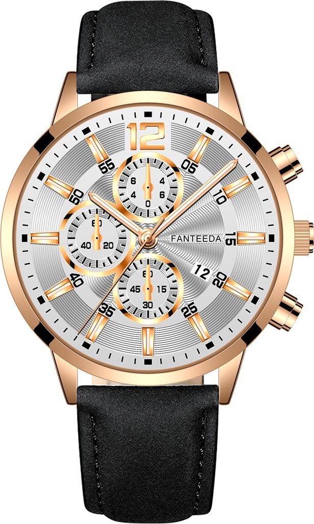 Nico Uhr – Sportlich elegante Herrenuhr in Schwarz/Roségold KP11694