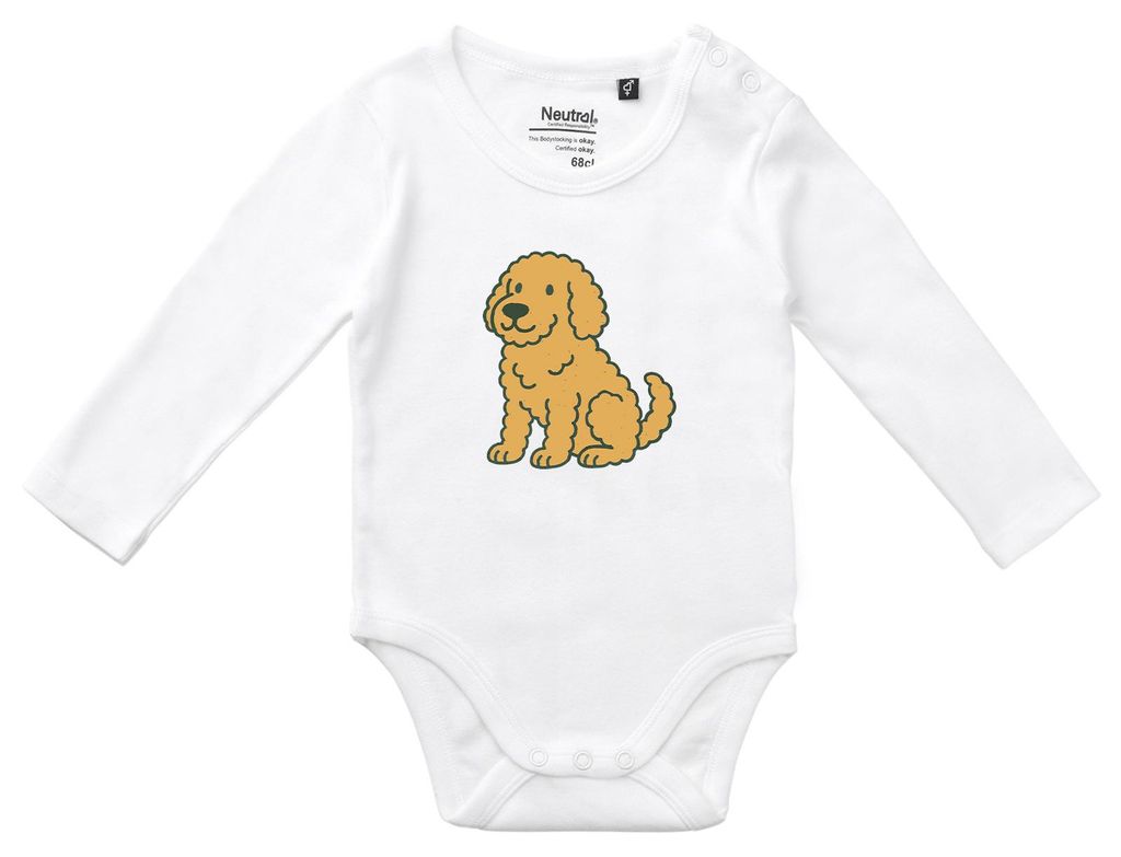 Huuraa Baby Body Goldendoodle Comic Goldiepoo 68 White Baumwolle Fairtrade Langarmbody Geschenkidee